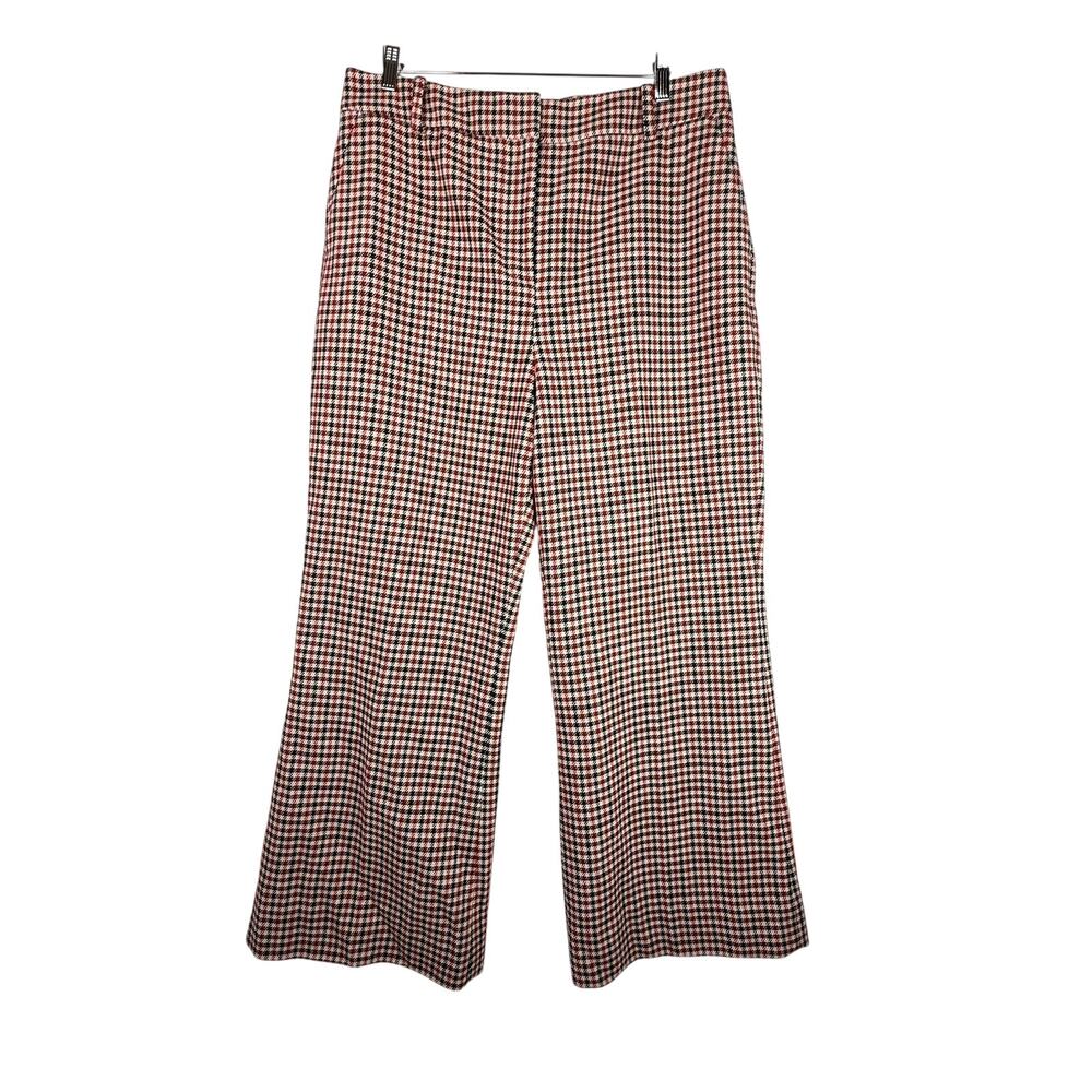 Boden Plaid Flare Wool Wide Leg Trousers 14R